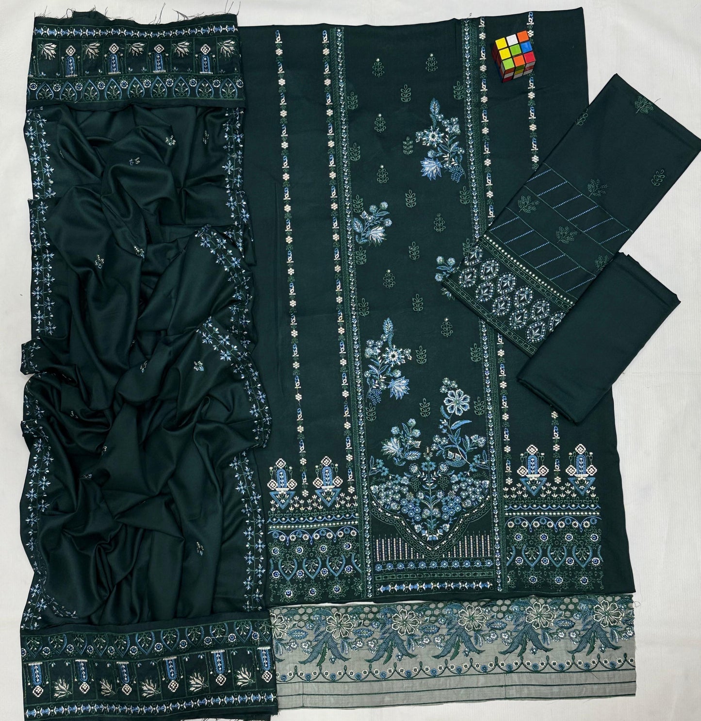 Florent 5059 Pure Dhanak Embroidered 3PC Winter Suit with Heavy Shawl (unstitched)