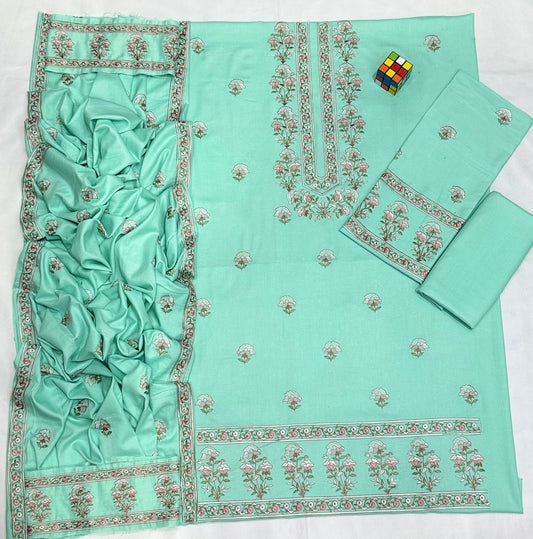 Bareeze 5053 Pure Dhanak Embroidered 3PC Winter Suit with Heavy Shawl (unstitched)