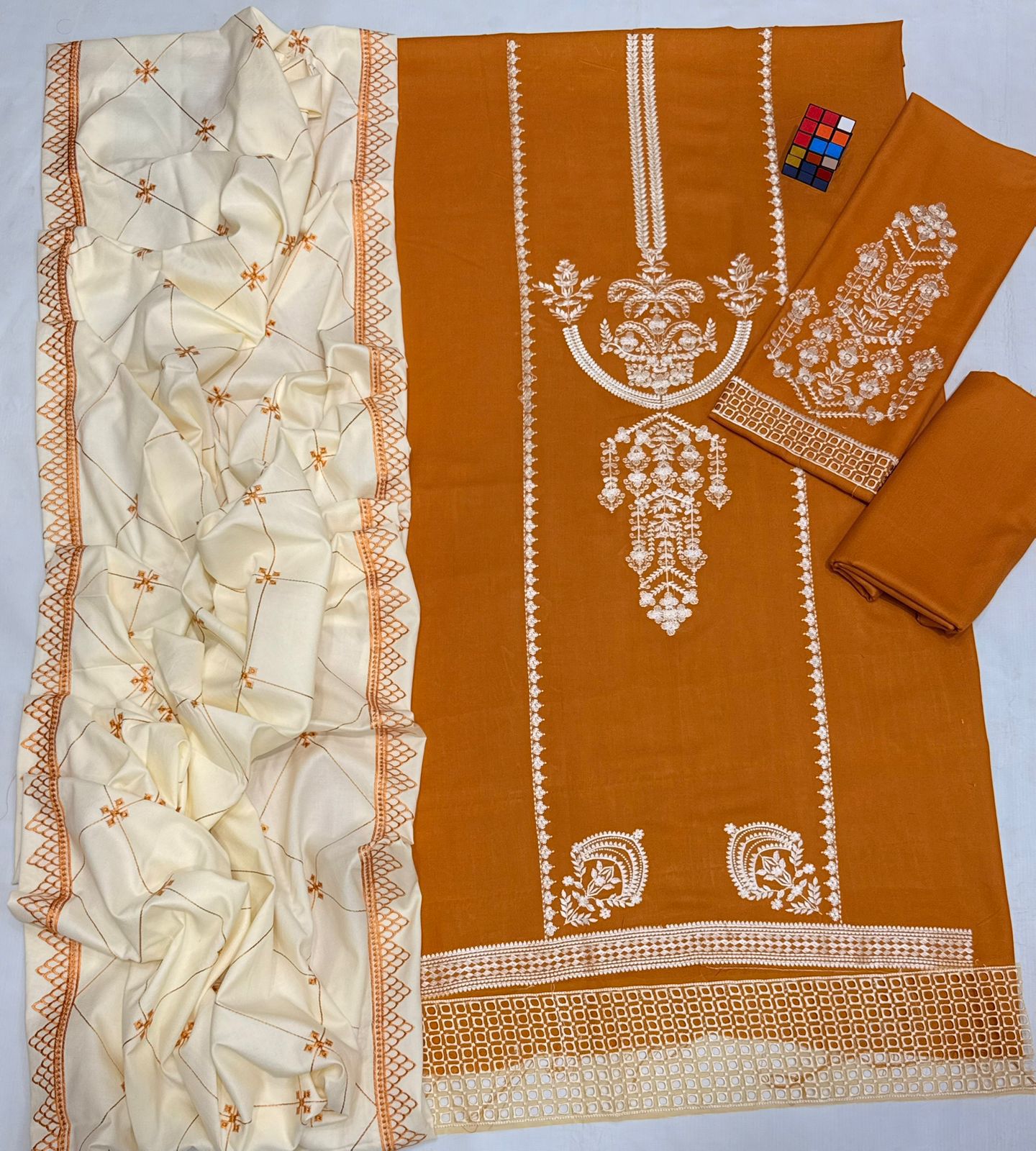 Asling 5106 Pure Dhanak Embroidered 3PC Winter Suit with Heavy Shawl