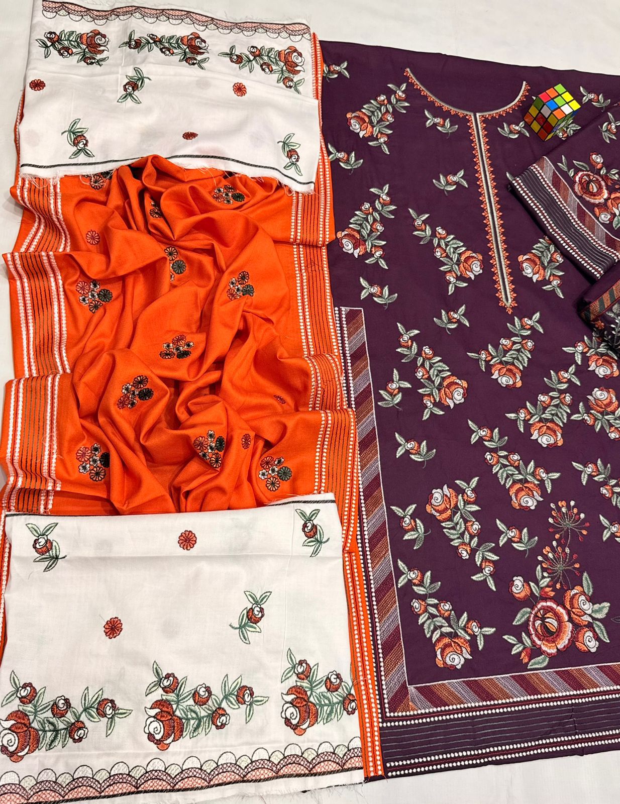 Hussain Rehar 5067 Pure Dhanak Embroidered 3PC Winter Suit with Heavy Shawl