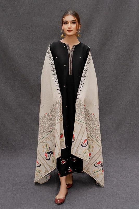 URGE AIRJET DHANAK 3PC EMBROIDERED With Digital Printed Pashmina Shawl (UNSTITCHED)