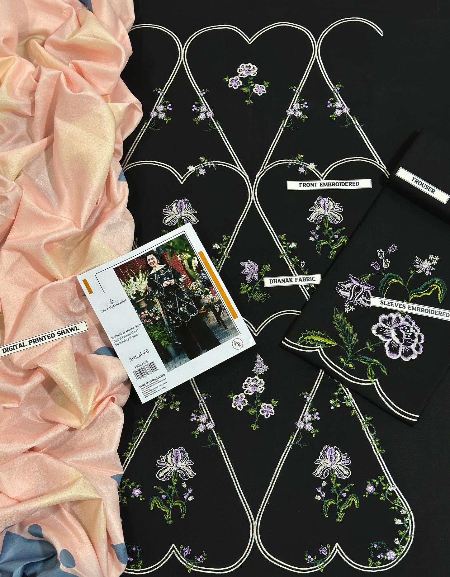 Zara Shahjahan Airjet Dhanak Embroidered 3PC Winter Suit with Digital Pashmina Shawl