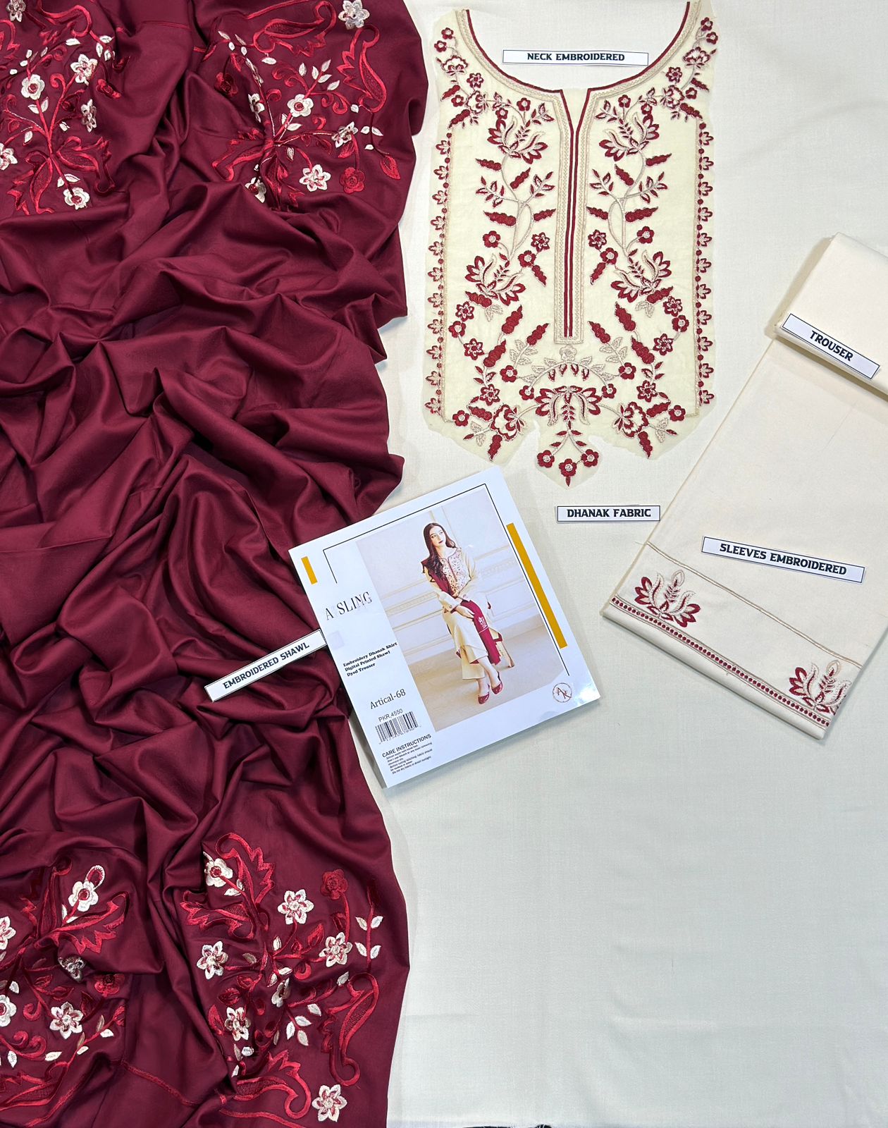 Asling Airjet Dhanak Embroidered 3PC Winter Suit with Digital Pashmina Shawl (UNSTITHCED)