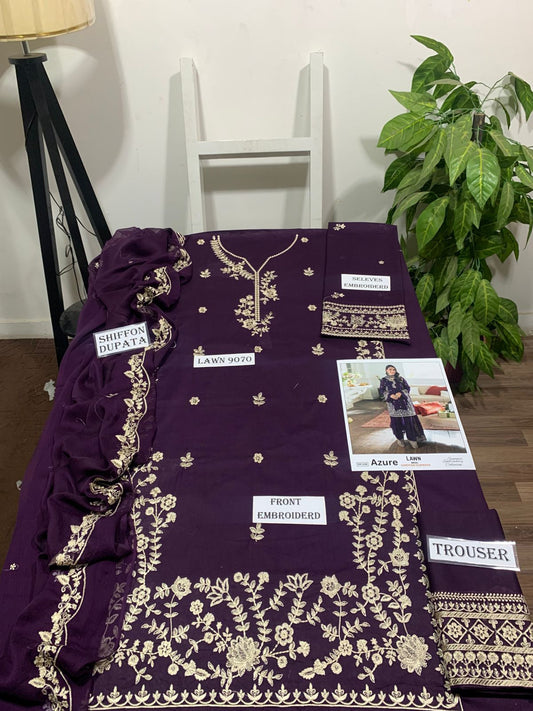 Asim jofa 3 pc embroidered Lawn