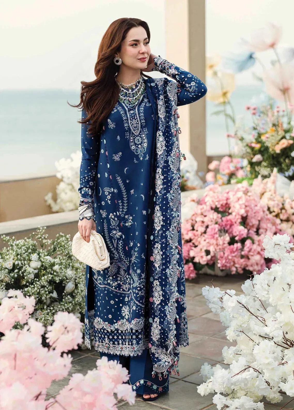 Qalamqar 5108 Pure Dhanak Embroidered 3PC Winter Suit with Shawl (unstitched)