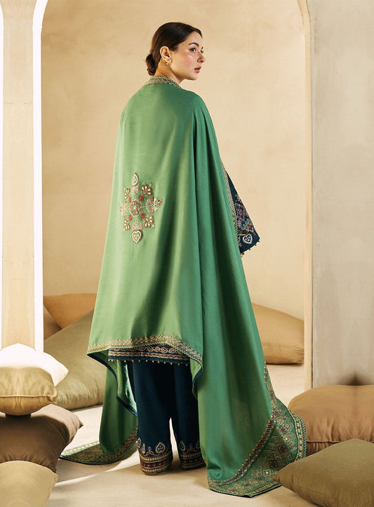 Zara Shahjahan 5012 Wool Dhanak Embroidered 3PC Winter Suit with Shawl (unstitched)