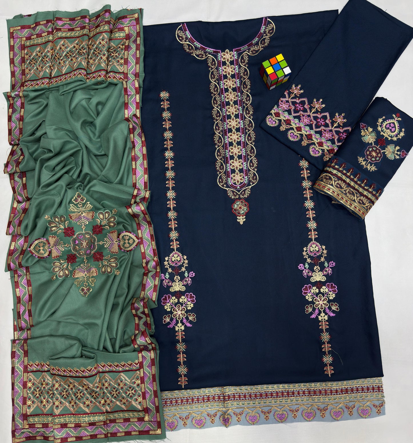 Zara Shahjahan 5012 Wool Dhanak Embroidered 3PC Winter Suit with Shawl (unstitched)