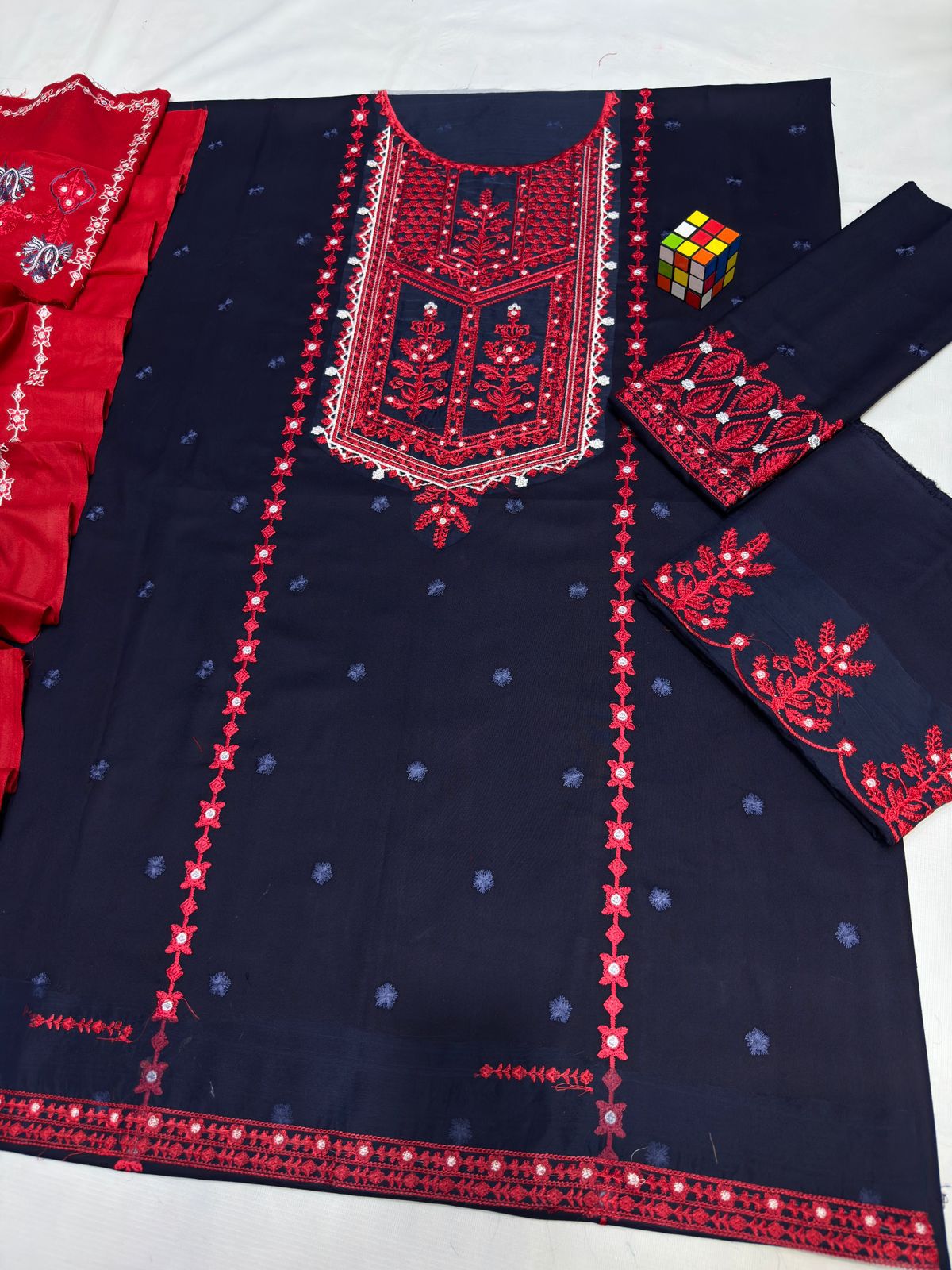 Coco 5008 Luxury Embroidered Dhanak 3PC Suit with Shawl (unstitched)