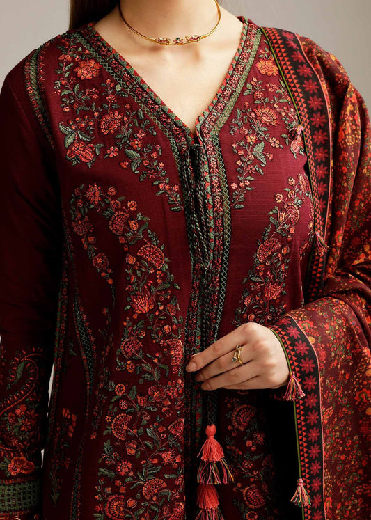 Ramsha 5018 Pure Wool Dhanak Embroidered 3PC Winter Suit with Printed Shawl (unstitched)