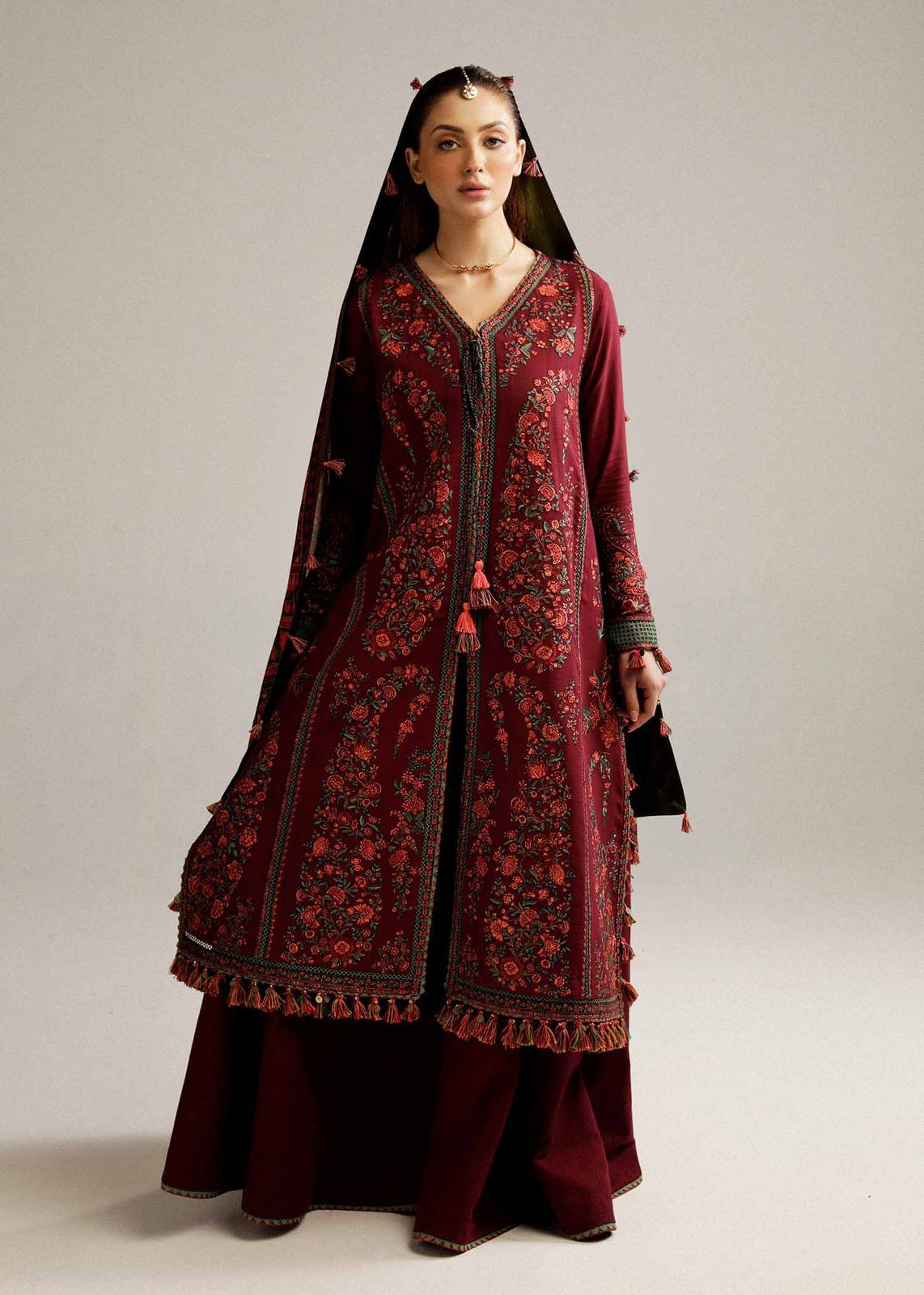 Ramsha 5018 Pure Wool Dhanak Embroidered 3PC Winter Suit with Printed Shawl (unstitched)