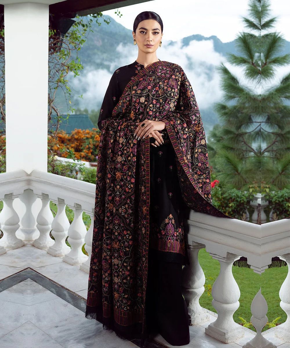 Bareeze 5005 Pure Dhanak Embroidered 3PC Winter Suit with Kashmiri Shawl (unstitched)