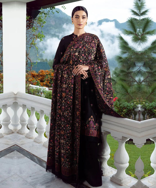 Bareeze 5005 Pure Dhanak Embroidered 3PC Winter Suit with Kashmiri Shawl (unstitched)