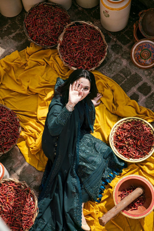 Florent 5059 Pure Dhanak Embroidered 3PC Winter Suit with Heavy Shawl (unstitched)