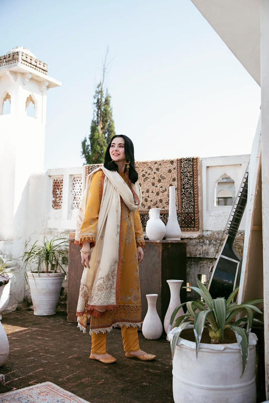 Florent 5078 Pure Dhanak Embroidered 3PC Winter Suit with Shawl (unstitched)