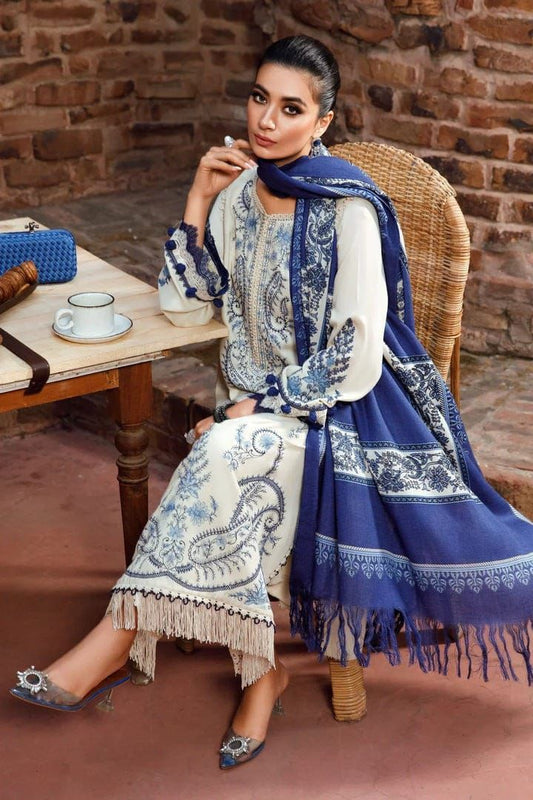 Maria B 5064 Pure Dhanak Embroidered 3PC Winter Suit with Wool Shawl (unstitched)