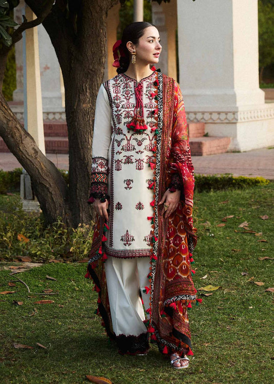 Qalamkar 5042 Pure Dhanak Embroidered 3PC Winter Suit with Wool Shawl (unstitched)
