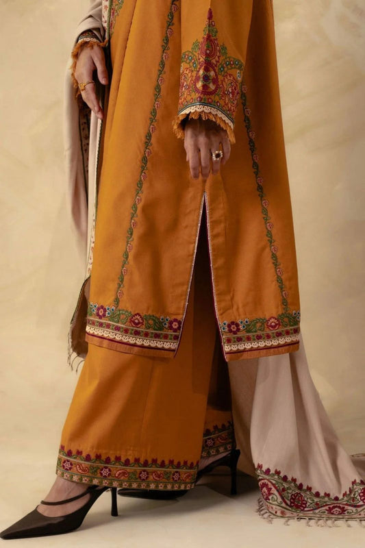 Coco 5027 Pure Dhanak Embroidered 3PC Winter Suit with Embroidered Shawl (unstitched)
