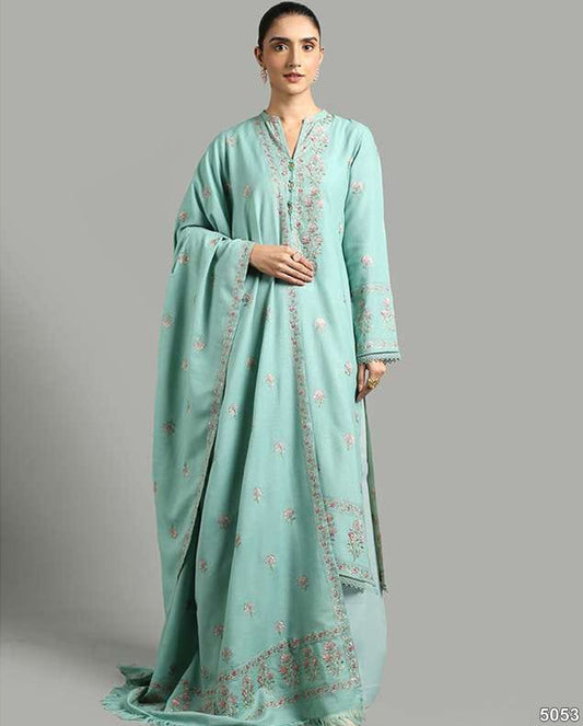 Bareeze 5053 Pure Dhanak Embroidered 3PC Winter Suit with Heavy Shawl (unstitched)