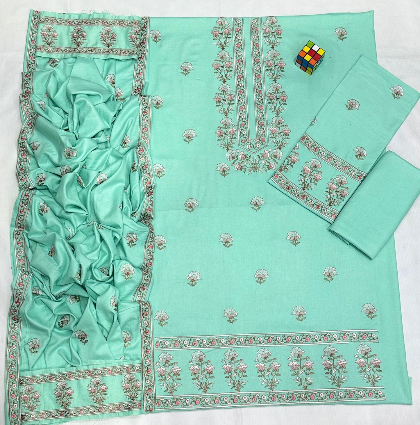 Bareeze 5053 Pure Dhanak Embroidered 3PC Winter Suit with Heavy Shawl (unstitched)
