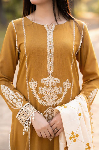Asling 5106 Pure Dhanak Embroidered 3PC Winter Suit with Heavy Shawl