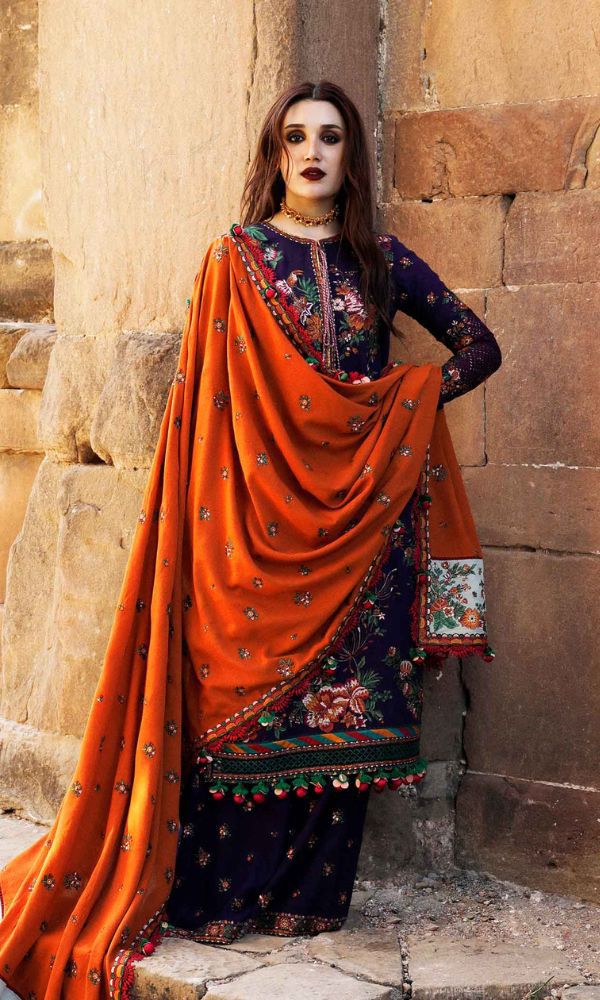 Hussain Rehar 5067 Pure Dhanak Embroidered 3PC Winter Suit with Heavy Shawl