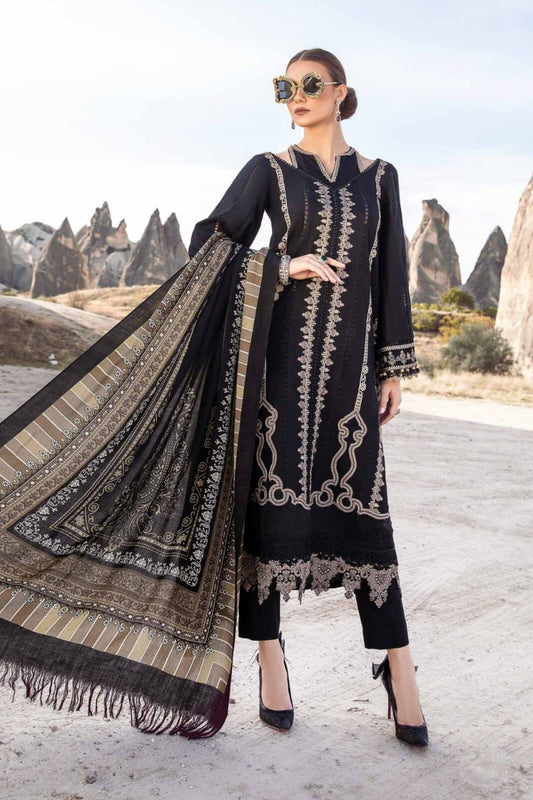 Maria B 5062 Pure Dhanak Embroidered 3PC Winter Suit with Twill Wool Dupatta (UNSTITCHED)