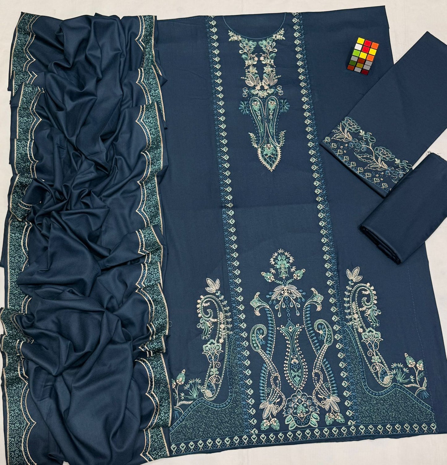 Asim Jofa 5072 Pure Dhanak Embroidered 3PC Winter Suit with Embroidered Shawl