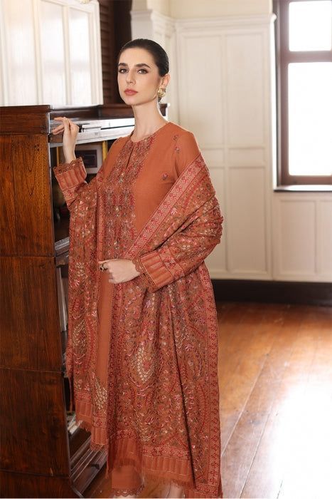 Bareeze 5006 Pure Dhanak Embroidered 3PC Winter Suit with Kashmiri Shawl (UNSTITCHED)