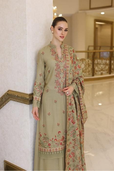 Bareeze 5022 Pure Dhanak Embroidered 3PC Winter Suit with Embroidered Shawl (unstitched)
