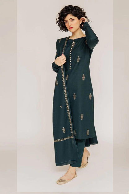 URGE  AIRJET DHANAK 3PC EMBROIDERED With Digital Printed Pashmina Shawl (UNSTITCHED)