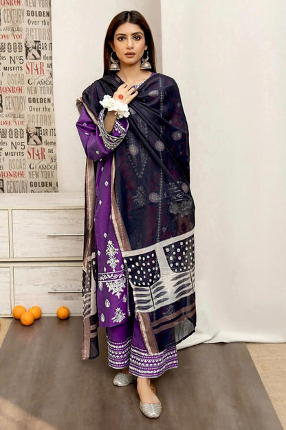 URGE  AIRJET DHANAK 3PC EMBROIDERED With Digital Printed Pashmina Shawl (UNSTITCHED)