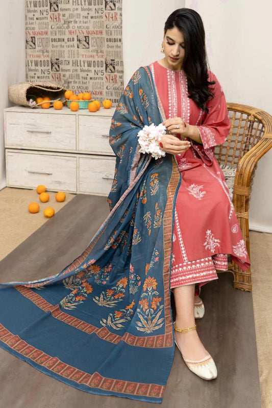 URGE  AIRJET DHANAK 3PC EMBROIDERED With Digital Printed Pashmina Shawl (UNSTITCHED)