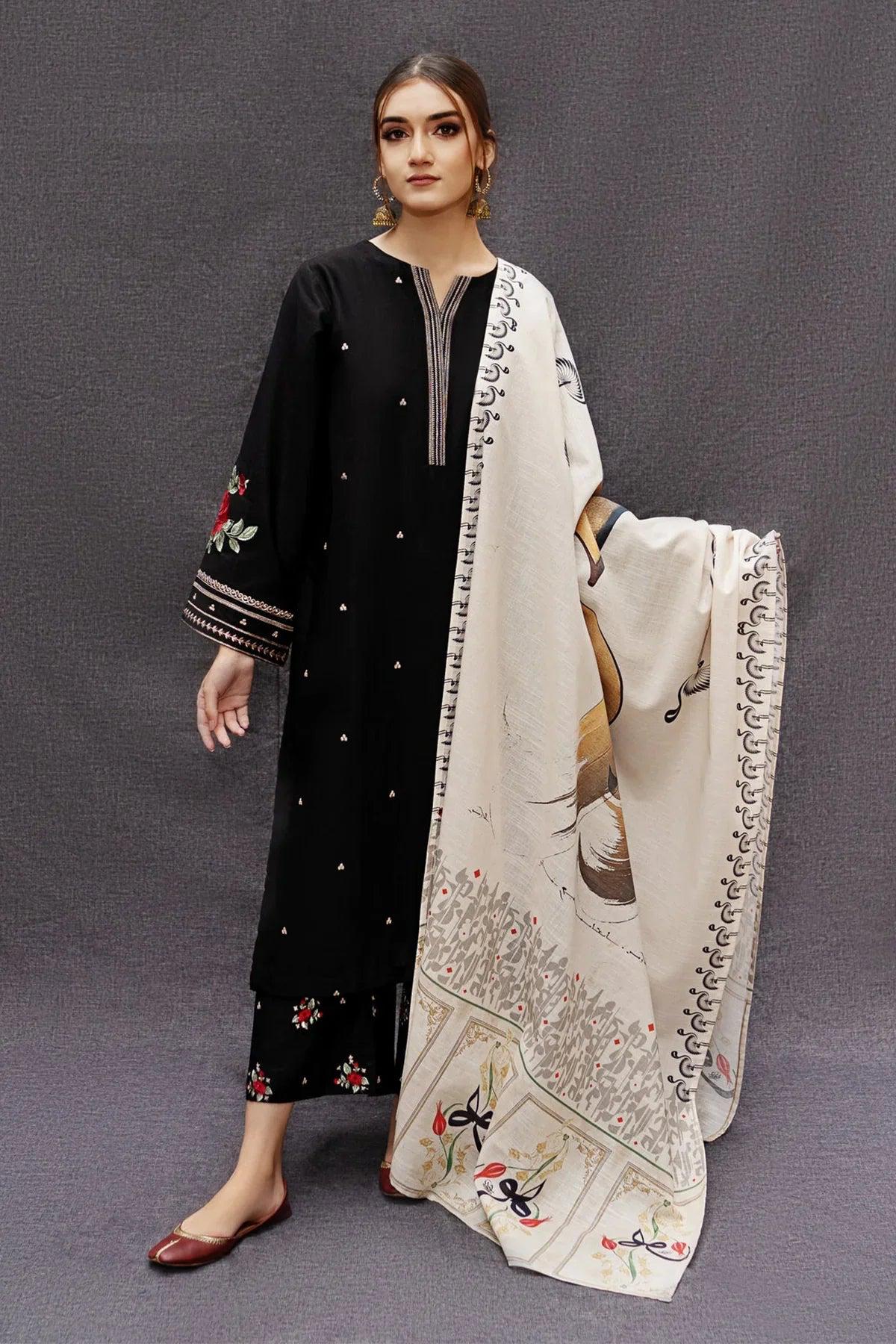 URGE  AIRJET DHANAK 3PC EMBROIDERED With Digital Printed Pashmina Shawl (UNSTITCHED)