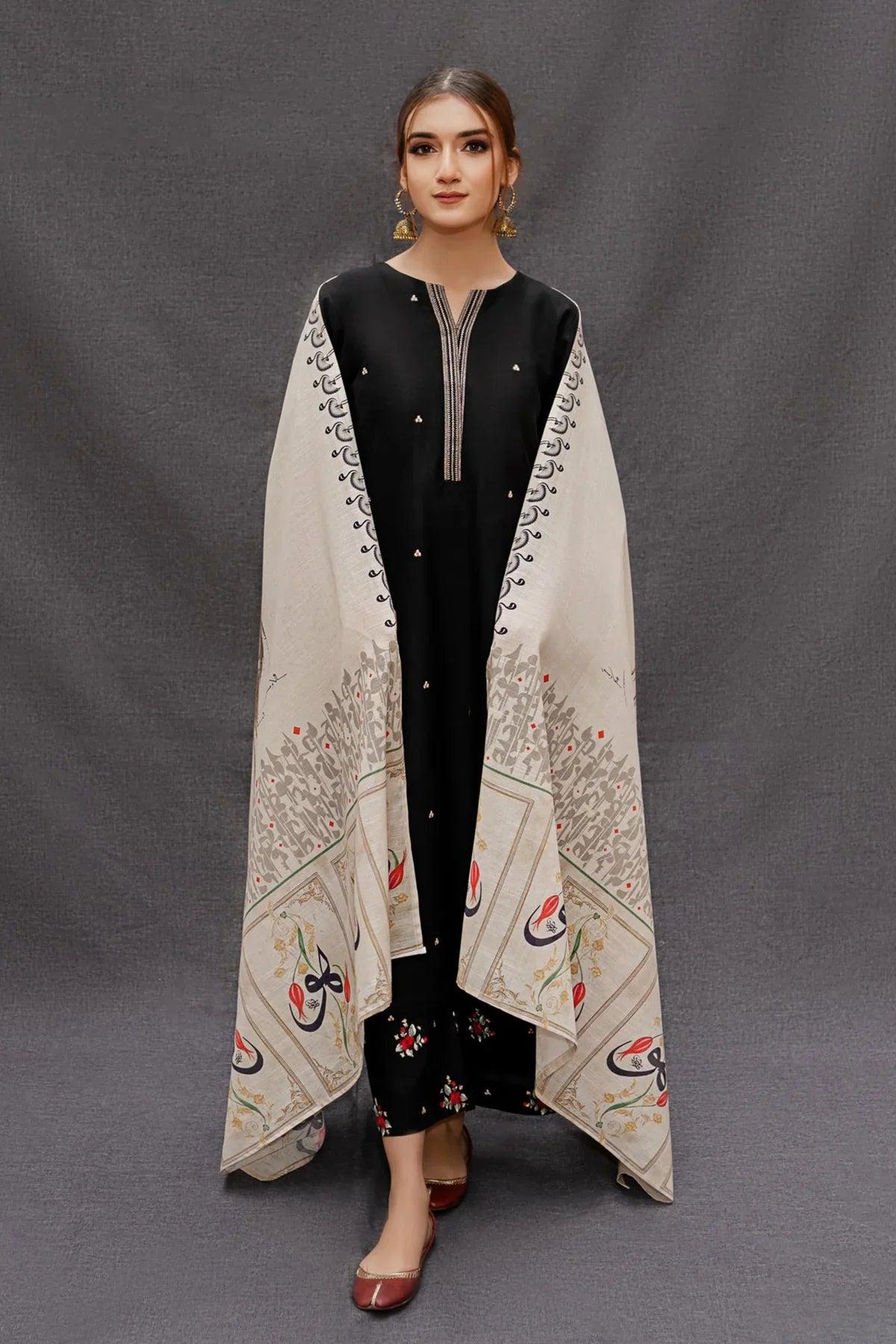 URGE  AIRJET DHANAK 3PC EMBROIDERED With Digital Printed Pashmina Shawl (UNSTITCHED)