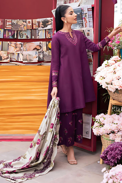 URGE  AIRJET DHANAK 3PC EMBROIDERED With Digital Printed Pashmina Shawl (UNSTITCHED)