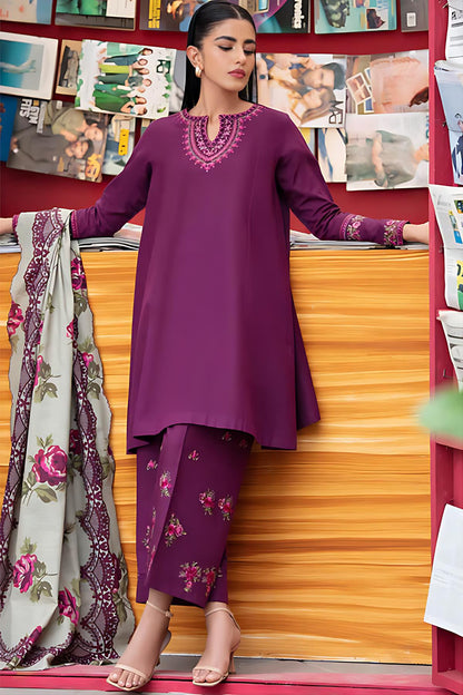 URGE  AIRJET DHANAK 3PC EMBROIDERED With Digital Printed Pashmina Shawl (UNSTITCHED)