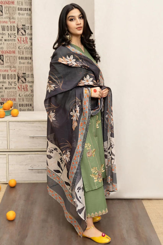URGE  AIRJET DHANAK 3PC EMBROIDERED With Digital Printed Pashmina Shawl (UNSTITCHED)