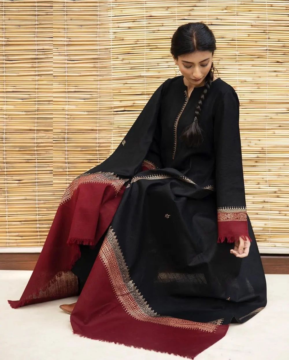 DYOT Airjet Dhanak Embroidered  3PC Winter Suit with Digital Pashmina Shawl (Unstitched)