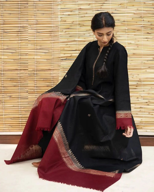 DYOT Airjet Dhanak Embroidered  3PC Winter Suit with Digital Pashmina Shawl (Unstitched)