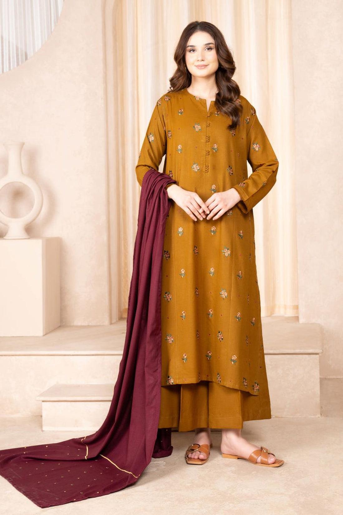 Asling Airjet Dhanak Embroidered  3PC Winter Suit with Digital Pashmina Shawl (Unstitched)