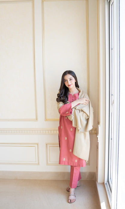 Asling Airjet Dhanak Embroidered  3PC Winter Suit with Digital Pashmina Shawl (Unstitched)