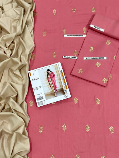 Asling Airjet Dhanak Embroidered  3PC Winter Suit with Digital Pashmina Shawl (Unstitched)