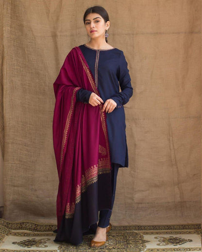 DYOT Airjet Dhanak Embroidered  3PC Winter Suit with Digital Pashmina Shawl (Unstitched)
