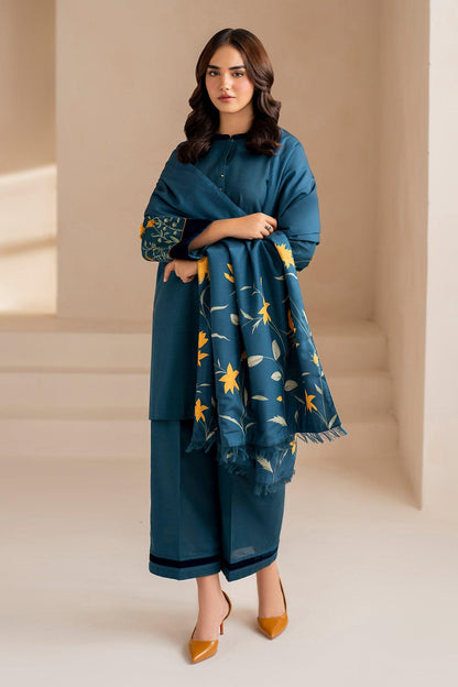 BAROQUE Airjet Dhanak Embroidered (Unstitched) 3PC Winter Suit with Digital Pashmina Shawl