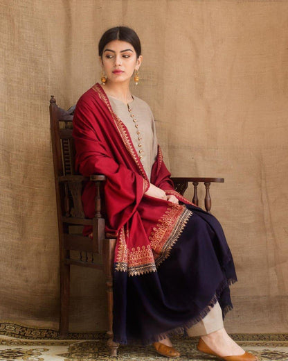 DYOT Airjet Dhanak Embroidered  3PC Winter Suit with Digital Pashmina Shawl (Unstitched)