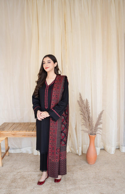 Asling Airjet Dhanak Embroidered 3PC Winter Suit with Digital Pashmina Shawl (UNSTITCHED)