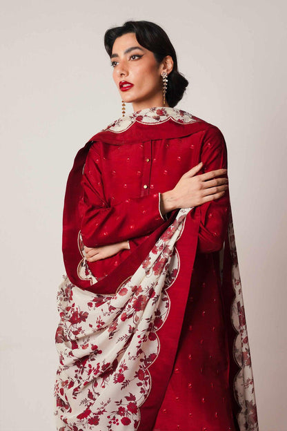 URGE Airjet Dhanak Embroidered 3PC Winter Suit with Digital Pashmina Shawl (UNSTITCHED)