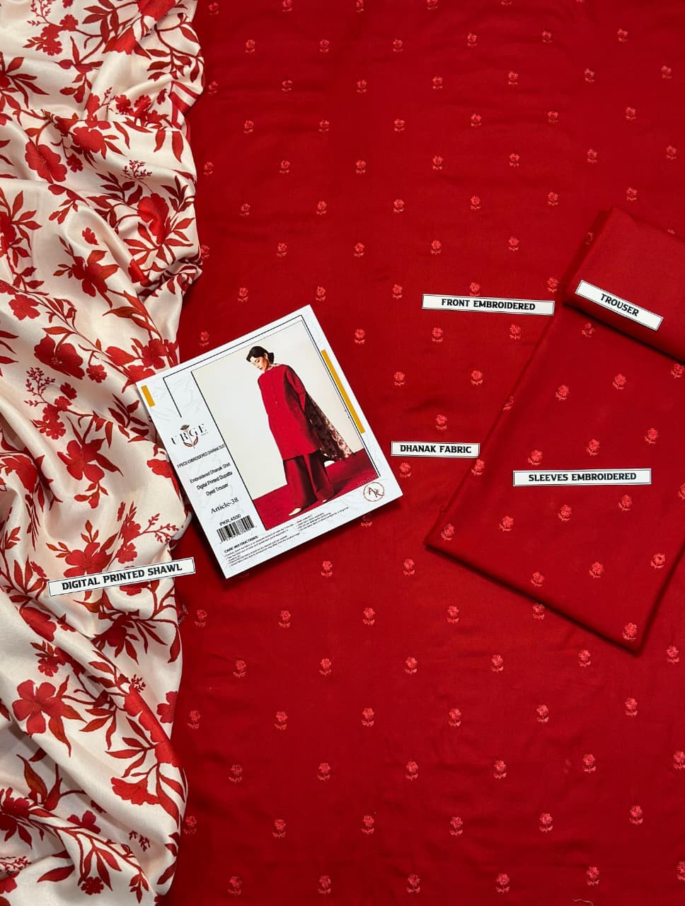 URGE Airjet Dhanak Embroidered 3PC Winter Suit with Digital Pashmina Shawl (UNSTITCHED)