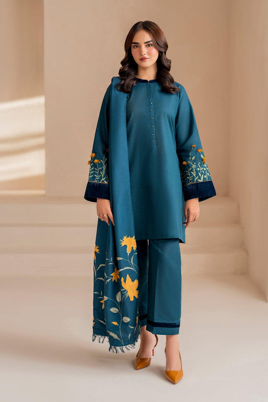 BAROQUE Airjet Dhanak Embroidered (Unstitched) 3PC Winter Suit with Digital Pashmina Shawl