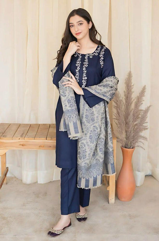 Asling Airjet Dhanak Embroidered 3PC Winter Suit with Digital Pashmina Shawl
